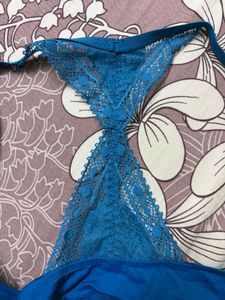 Vibrant Blue Lace-Back Bra : bold meets beauty