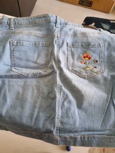 Embroidered Denim Skirt