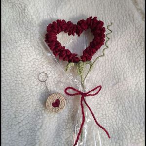 crochet heart bouquet