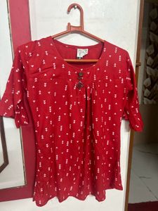 Red Printed Top - Medium