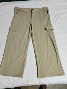 Wide Leg Khaki Cargo Pants