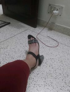 Black Heels with Glitter Strap