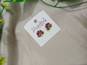Beautiful Kundhan Lotus Ear Studs