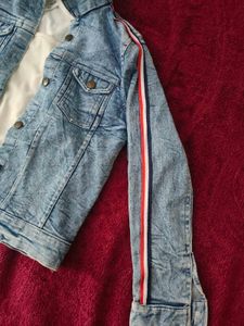 winter Denim Jacket with Stripes