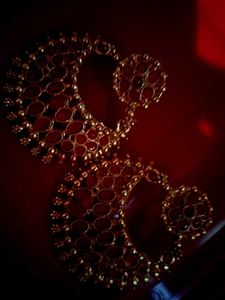 Red &amp; Gold Statement Earrings