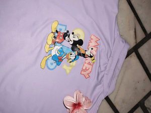 Lilac Cartoon Print Polo Shirt