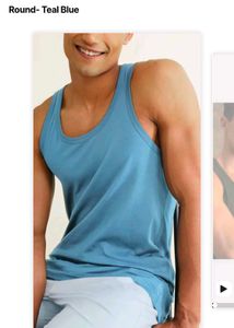 Neo-Cotton Antibacterial Vest Round- Teal Blue