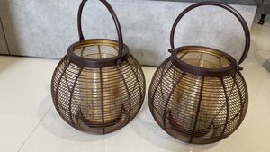 Candle Lantern Hanging Pair - Metal