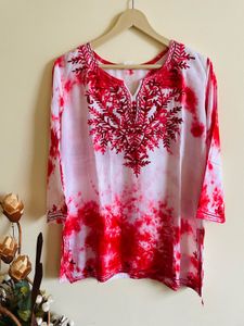 Red Embroidered Kurta