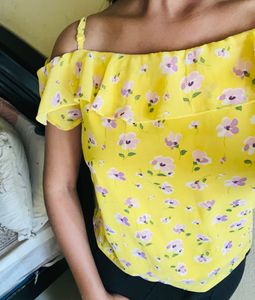 Yellow Floral Off-Shoulder Top