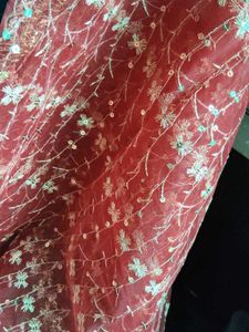 Red Embroidered Dupatta