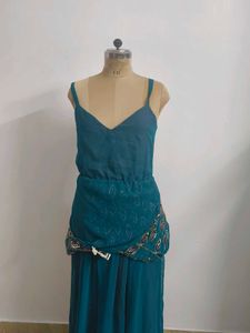 Teal Embellished Maxi Dress