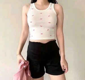 Ribbed Tank Top with Bows