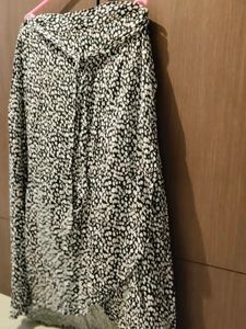 Black &amp; White Print Midi Skirt