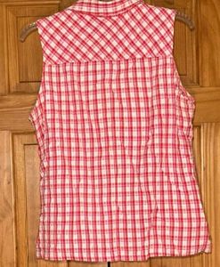 Red &amp; White Plaid Sleeveless Top