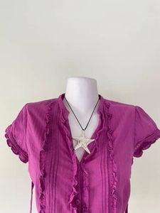 Purple Ruffle Fitted Shirt