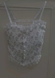 Floral Ruffle Corset Top
