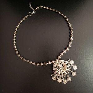 Silver Tone Coin Necklace