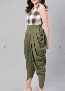Zima Leto Women Checkered Boat Neck Cowl Jumpsuit