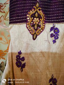 Golden And Violet Colour Ethenic Dress
