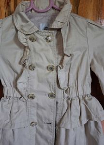 Ruffled Beige Trench Coat