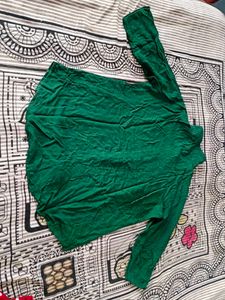 Dark Green Shirt Style Top