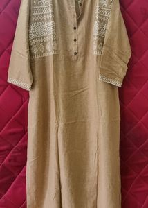 Warm Tan Kurta with Embroidery XXL