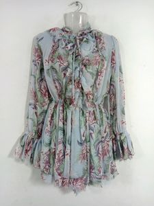 Sky Blue Floral Dress Like Shorts   (Women's)