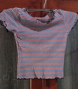 Striped Ruffle Tee 🌷