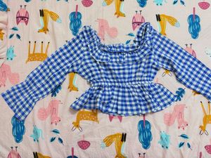 Blue Gingham Crop Top