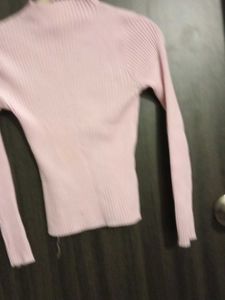 Pink Ribbed Knit Turtleneck
