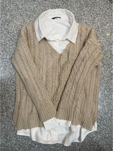 combo of 3 white shirt+white sweater+beige s