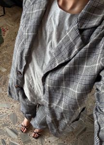Gray plaid suit set
