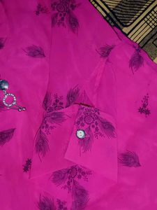 Pink Floral Print Sheer -shirt