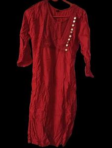 Red Embroidered Kurta
