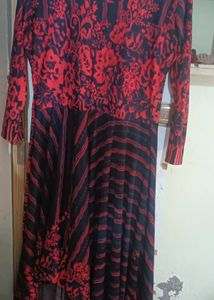 Red & Black Floral Print Dress