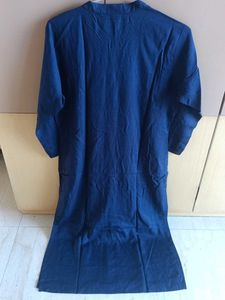 Mandarin-Collar Blue Front-slit Kurta