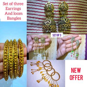 Ethnic Jewelry Set: Earrings & Bangles