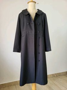 Elegant Black Trench Coat, Length 40 Inches