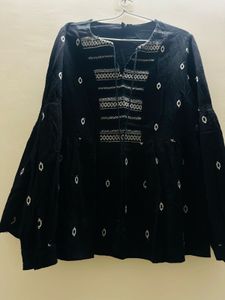 Vero Moda Embroidered Black Top