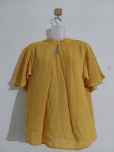 Mustard Flutter Sleeve Top