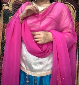 Lehenga With Long Choli And Dupatta