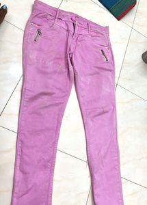 Pink Casual Jeans