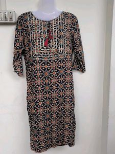 Women Patterned Black Tunic Kurta