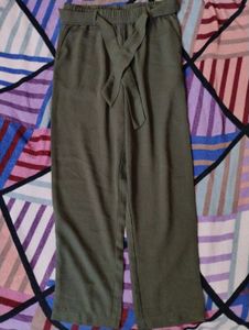 Olive Green Tie Waist Pants