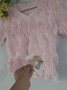 Barbie Pink Furry Top With FREE Hairclips!