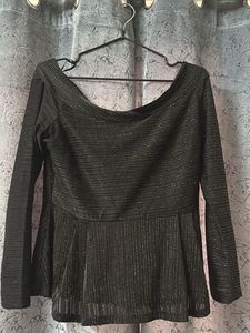 Elegant Black Long Sleeve peplumTop