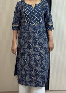 Blue Floral Print Kurta