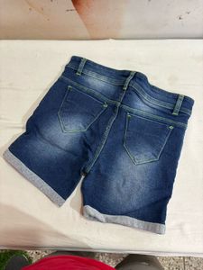 Denim Blue Shorts For Women