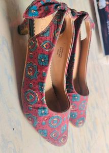 Marroon Printed Ballerina Heels